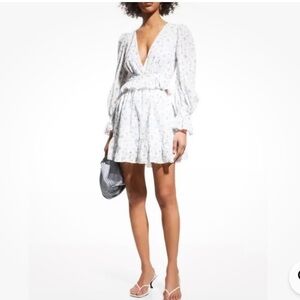 ONE33 Social Long Sleeve Mini Dress Size 8 Blue Floral Cottage core Coastal